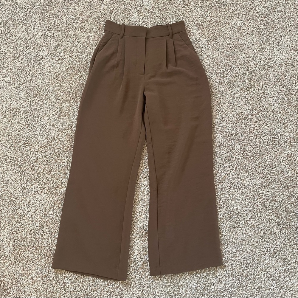 Abercrombie Sloane Tailored Wide Leg Brown Crepe Size 27 4 Short